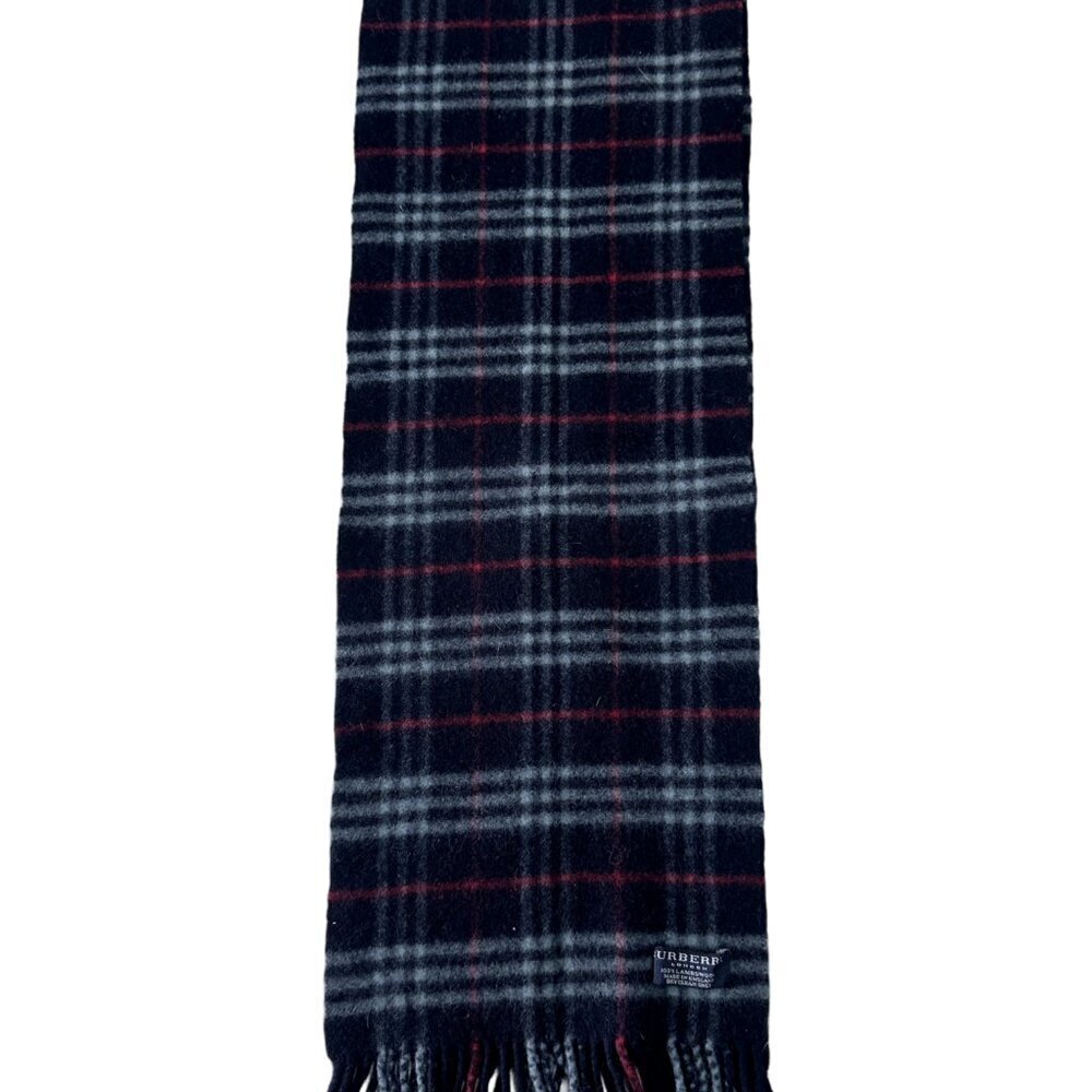 Burberry Classic Check Scarf Black 100% Lambswool Unisex Scarf Made In England - Picture 5 of 7